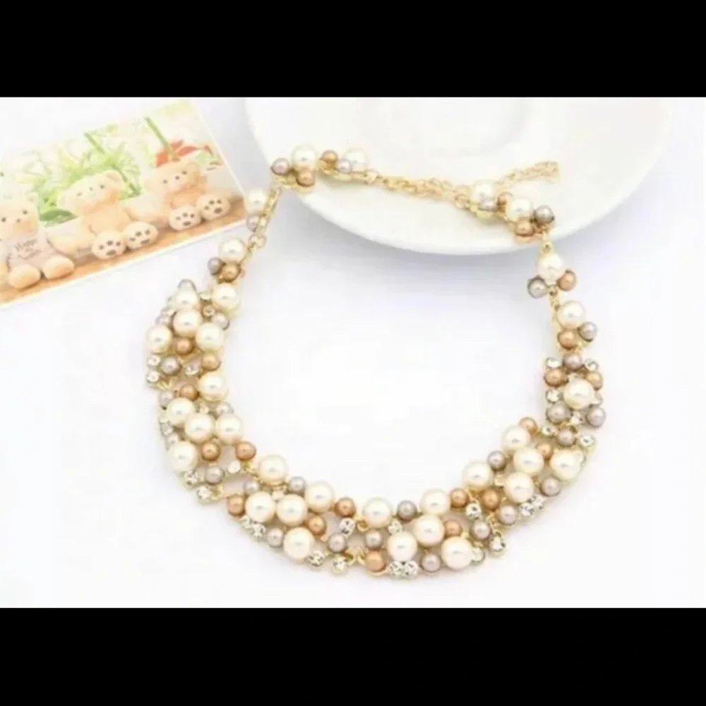 🍀New Crystal Pearl Necklace Earrings Jewelry gift Set - Picture 9 of 11
